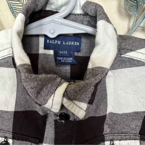 Ralph Lauren black & white buffalo plaid flannel dress 2T - Picture 3 of 9